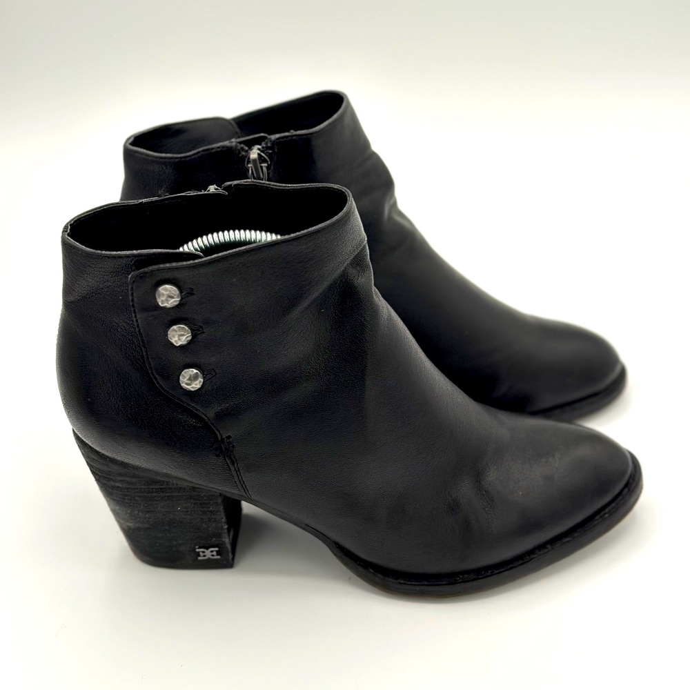 Sam Edelman Mariella Rubber Heeled Leather Ankle Bootie Black Women's Size 7.5